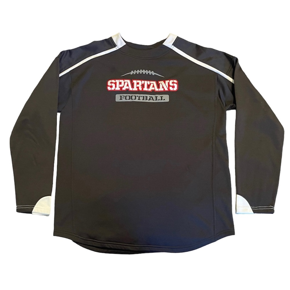 X-Grain Black Long Sleeve Spartans Football Rival Pullover Size XL